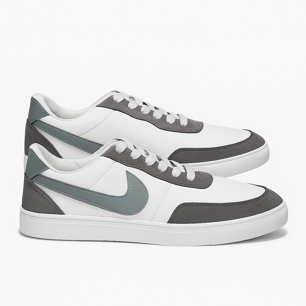 حذاء رياضي منخفض الرقبة باللونين الأبيض والرمادي 8451