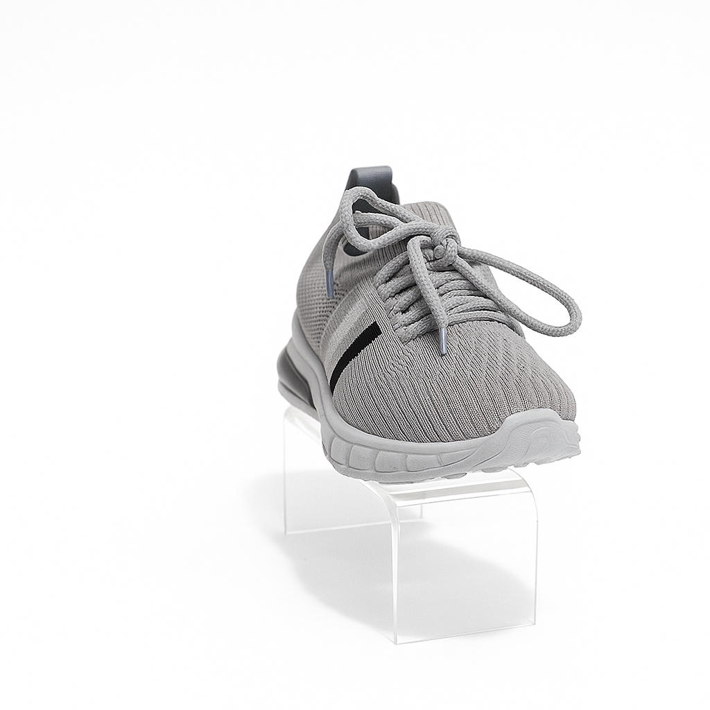 حذاء رياضي محبوك رمادي للأطفال مع طبقة سميكة من الأبيض والأسود 36898