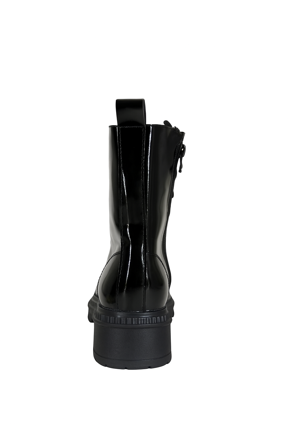 حذاء نسائي بكعب عالٍ من الجلد الأسود اللامع 18412