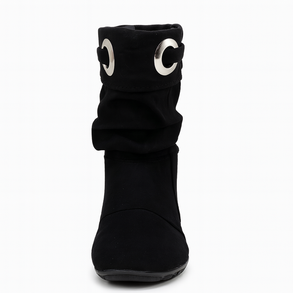 حذاء بني من الجلد المدبوغ ذو نعل مسطح وتفاصيل حلقة معدنية 18213