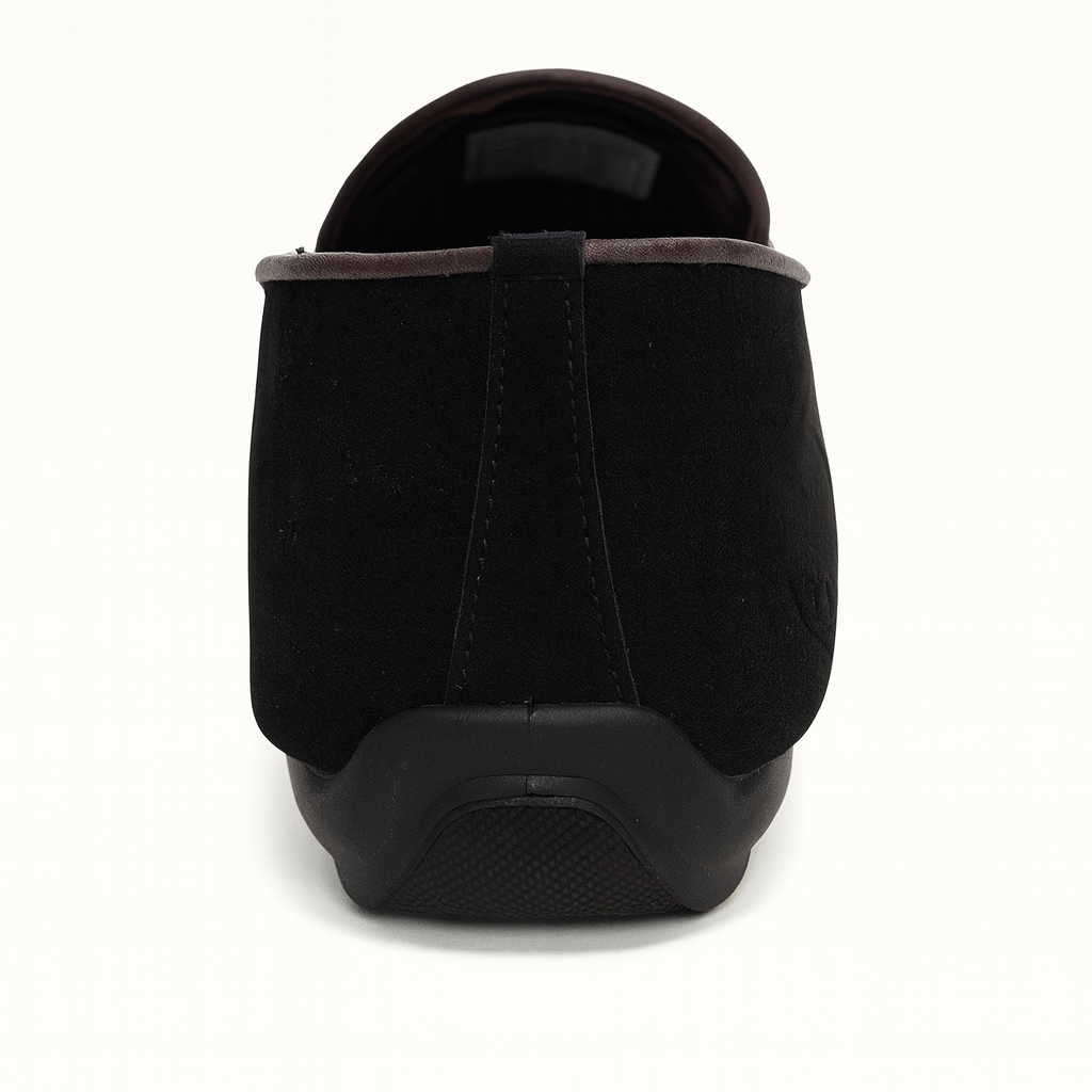 حذاء لوفرز من جلد الغزال الأسود بحزام مزدوج 4986