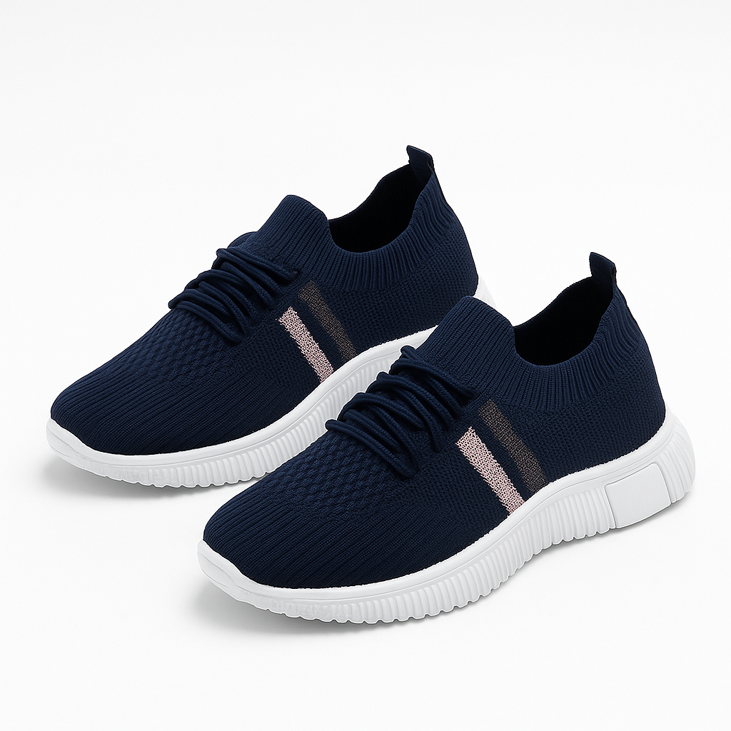 حذاء رياضي نسائي سهل الارتداء بجزء علوي من القماش البحري القابل للتنفس ونعل أبيض 151815