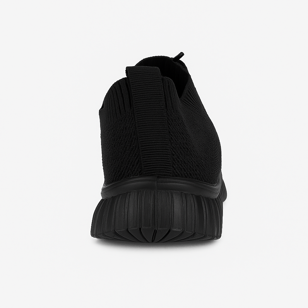 حذاء رياضي نسائي أسود بخطوط رمادية ووردية على الجانب. 151815