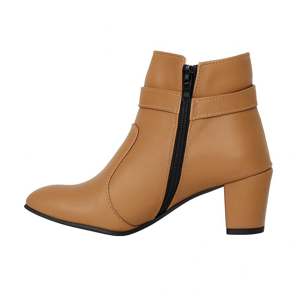 حذاء كاحل بمظهر جلدي بني 18315